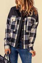 Load image into Gallery viewer, Brittani Black Plaid Patchwork Buttoned Shacket
