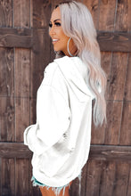 Load image into Gallery viewer, Winter White Ripped Hooded Sweatshirt
