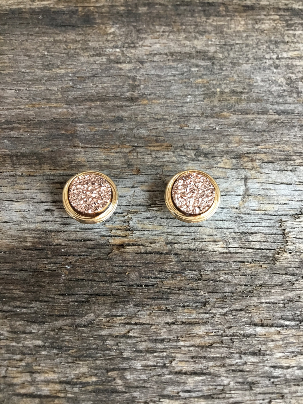 Spark Rose Gold Druzy Stud Earrings