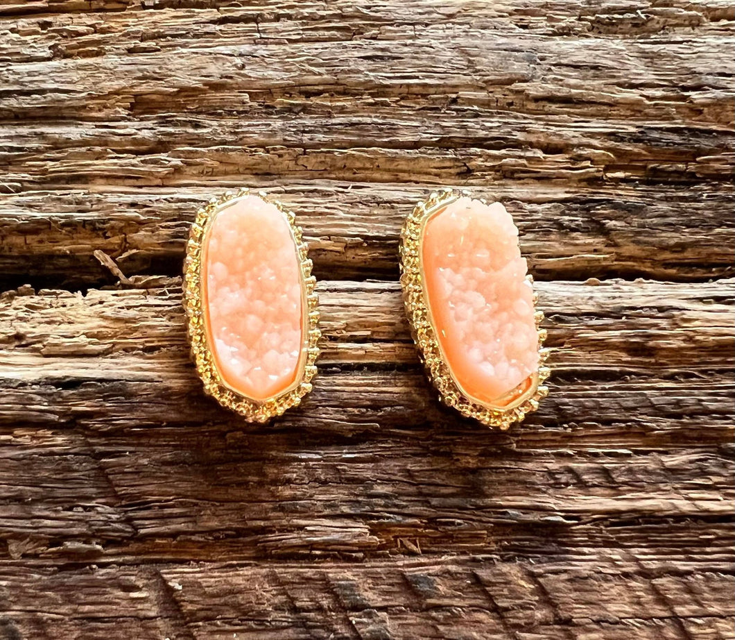 Pink Champaigne Druzy Earrings