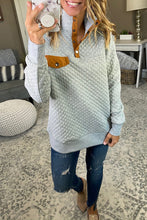 Load image into Gallery viewer, Lydia Light Gray Quilted Sweatshirt
