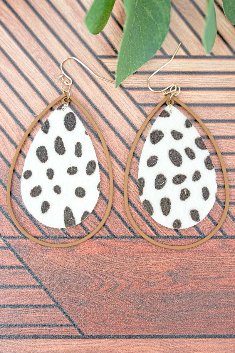 Ivory Cheetah Teardrop Double Earrings