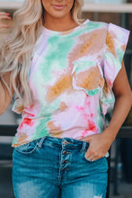 Load image into Gallery viewer, Trisha Tie-dye Ruffled Cap Sleeve Tee
