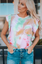 Load image into Gallery viewer, Trisha Tie-dye Ruffled Cap Sleeve Tee
